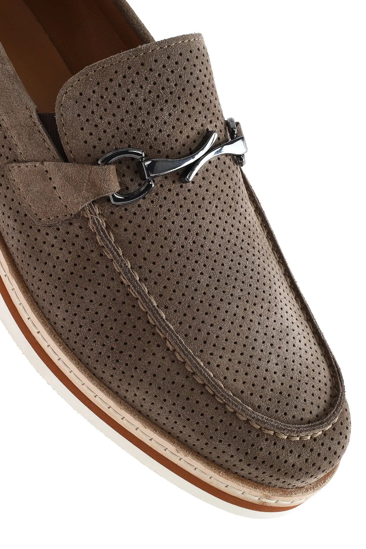 Erkek Vizon Süet Deri Casual Loafer