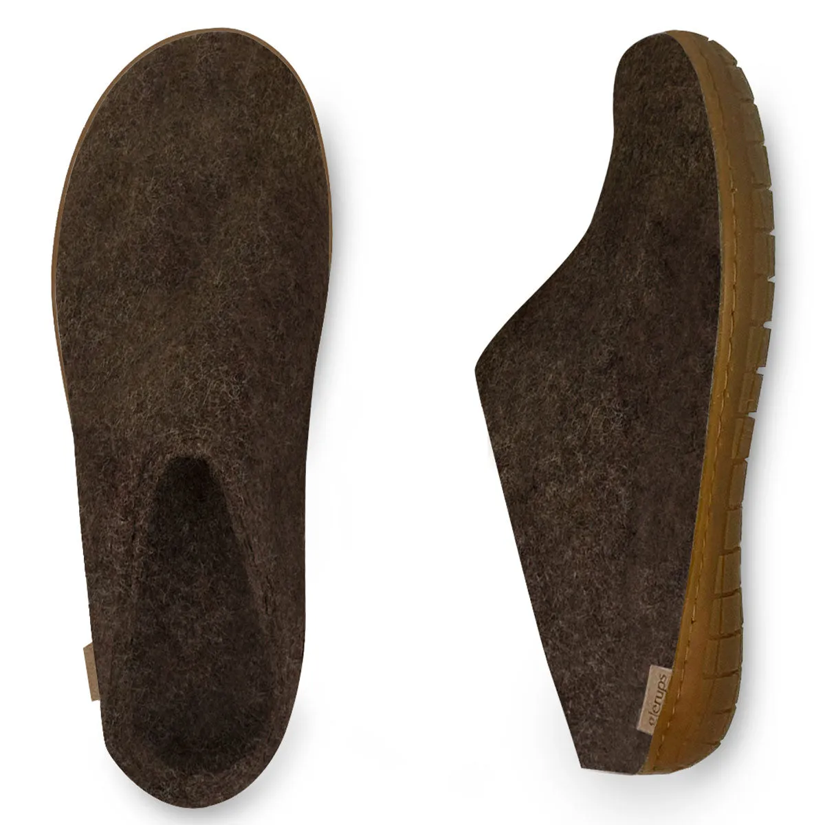 Felt Rubber Sole Mule - Brown