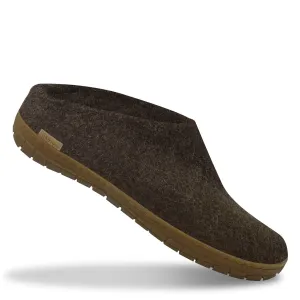 Felt Rubber Sole Mule - Brown