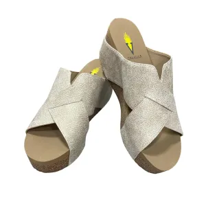Firefly Faux Leather Criss Cross Slide Sandal in Gold by Volatile