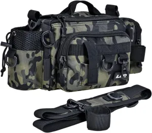 Fishing Tackle Bags for Saltwater or Freshwater Fishing - Water Resistant Material - Fishing Gear Storage - Padded Shoulder Strap (Green Camouflage)