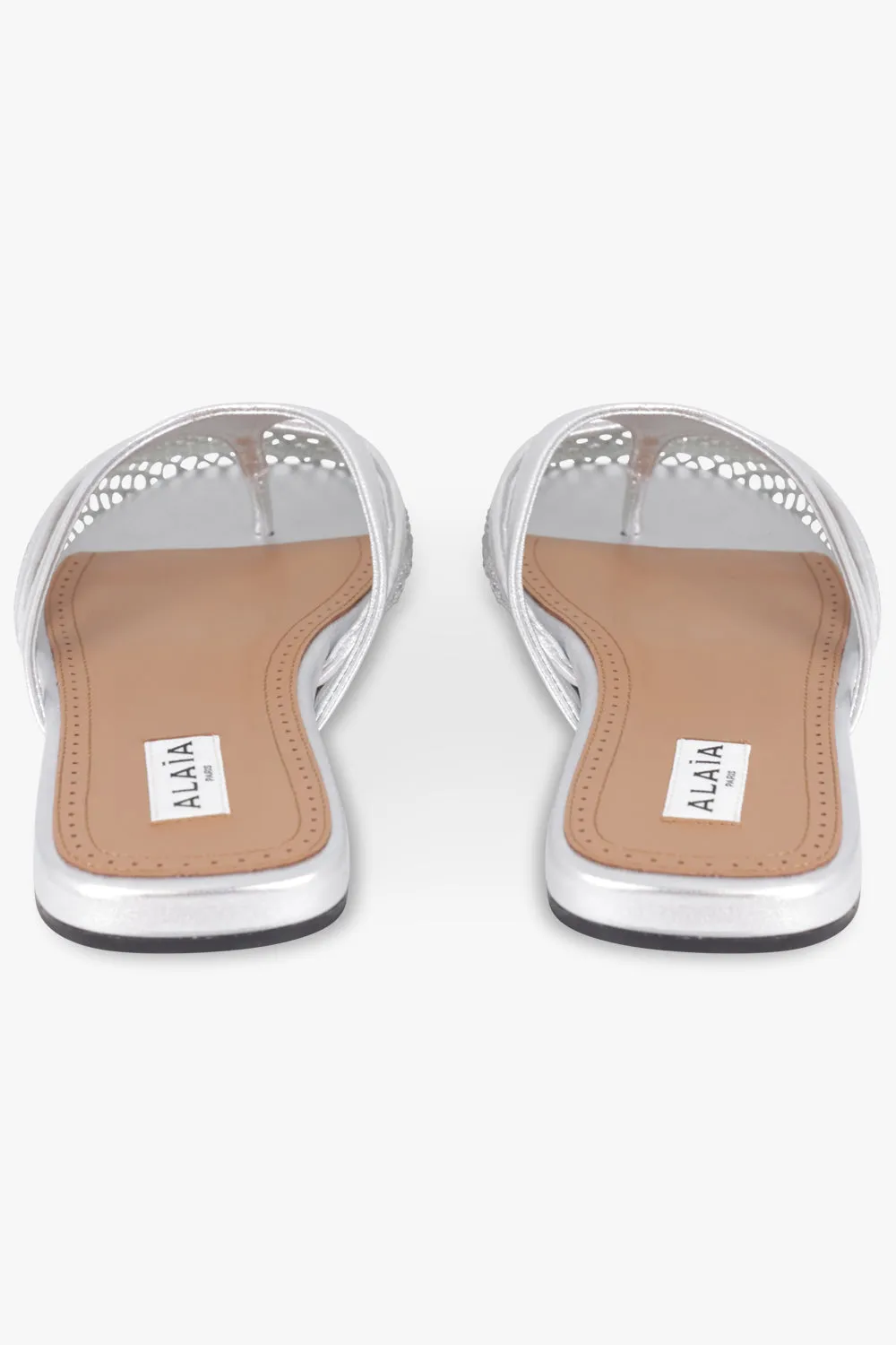 Fishnet Thong Slide | Silver