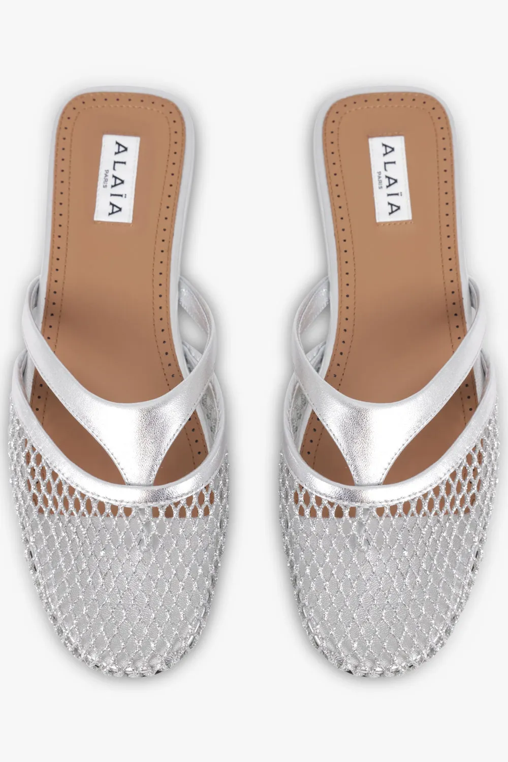 Fishnet Thong Slide | Silver