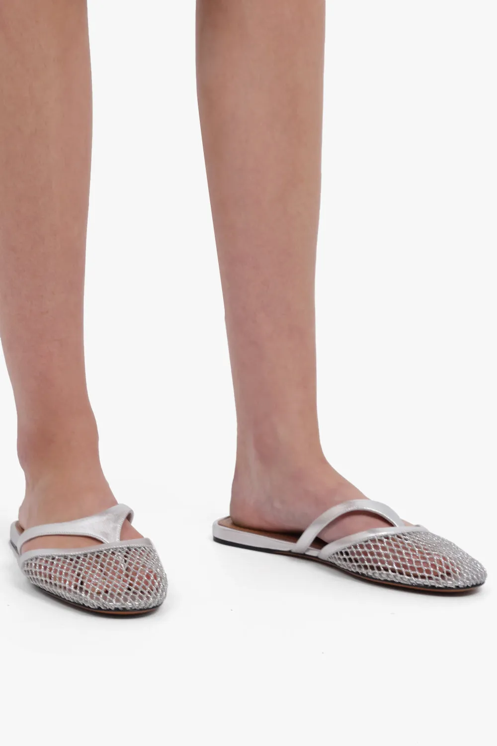 Fishnet Thong Slide | Silver