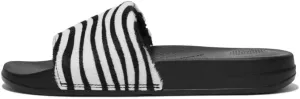 FitFlop Women's Iqushion Zebra-Print Hair-On Leather Slide, Zebra - 8
