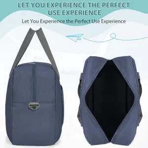 For Spirit Airlines Personal Item Bag 18x14x8, Foldable Travel Duffel Bag Tote Carry on Luggage Duffle Weekend Overnight Bag for Women and Men(Dark Blue with Strap)