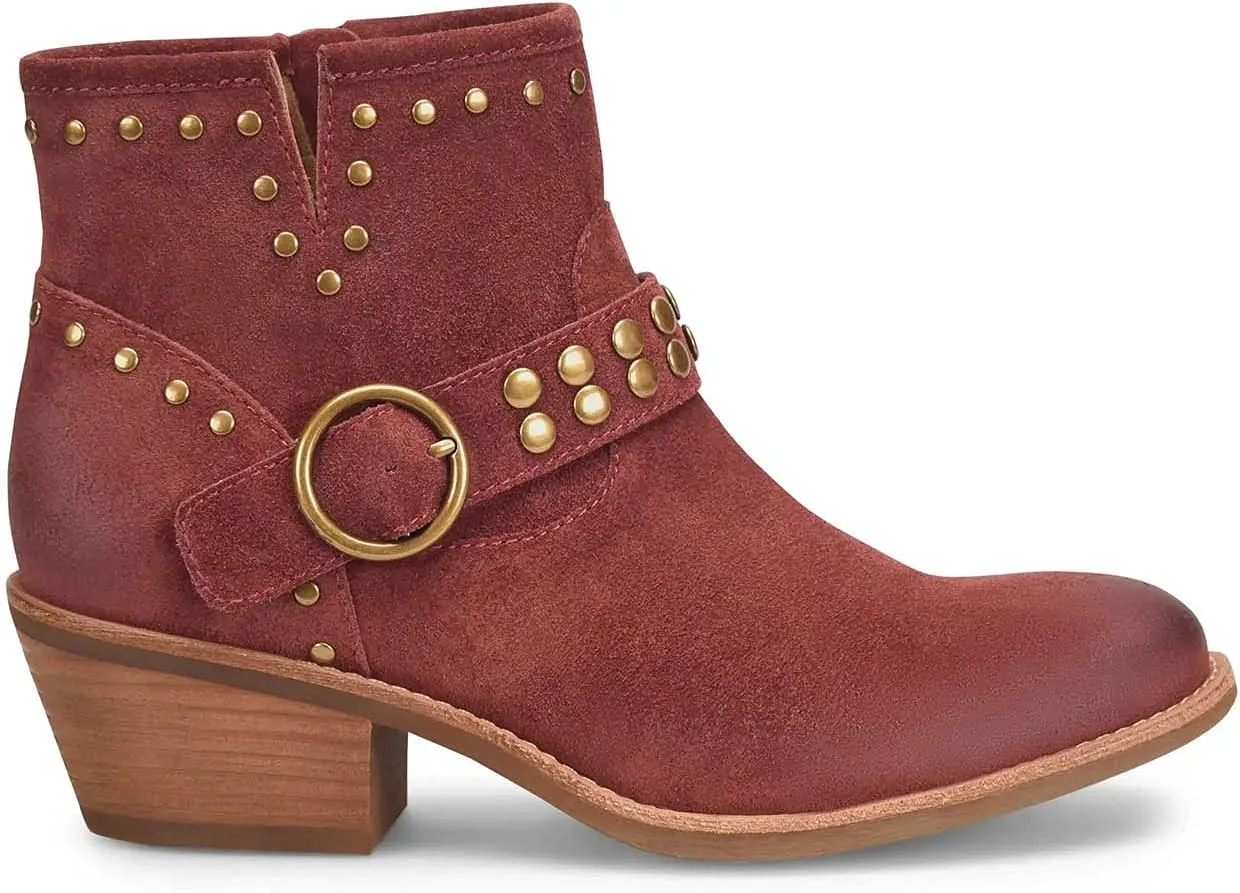 FOWT Women V Cut Cowgirl Ankle Boots Metal Rivet Studded Short Booties Slide Zipper Low Block Striped Heel Boots Metal Buckle Casual Fashion Work Shoes Size 4-16 US