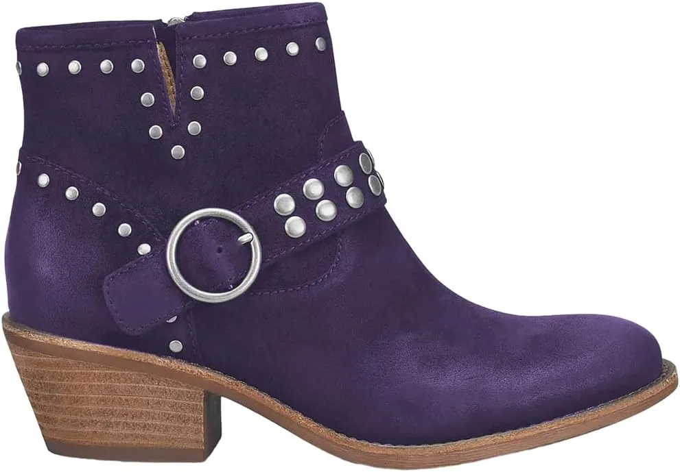 FOWT Women V Cut Cowgirl Ankle Boots Metal Rivet Studded Short Booties Slide Zipper Low Block Striped Heel Boots Metal Buckle Casual Fashion Work Shoes Size 4-16 US