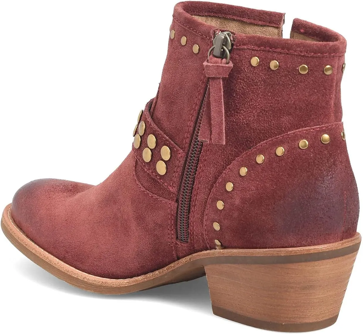 FOWT Women V Cut Cowgirl Ankle Boots Metal Rivet Studded Short Booties Slide Zipper Low Block Striped Heel Boots Metal Buckle Casual Fashion Work Shoes Size 4-16 US