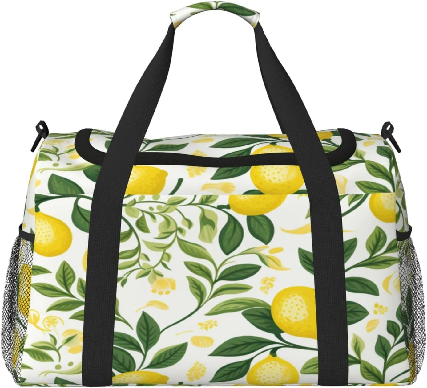 Fruits Lemon Leaves Travel Duffel Bag with Strap Multi Pockets Sports Bag Handbag Large Shoulder Bag for Gym Weekend Fitness Camping