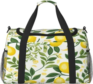 Fruits Lemon Leaves Travel Duffel Bag with Strap Multi Pockets Sports Bag Handbag Large Shoulder Bag for Gym Weekend Fitness Camping