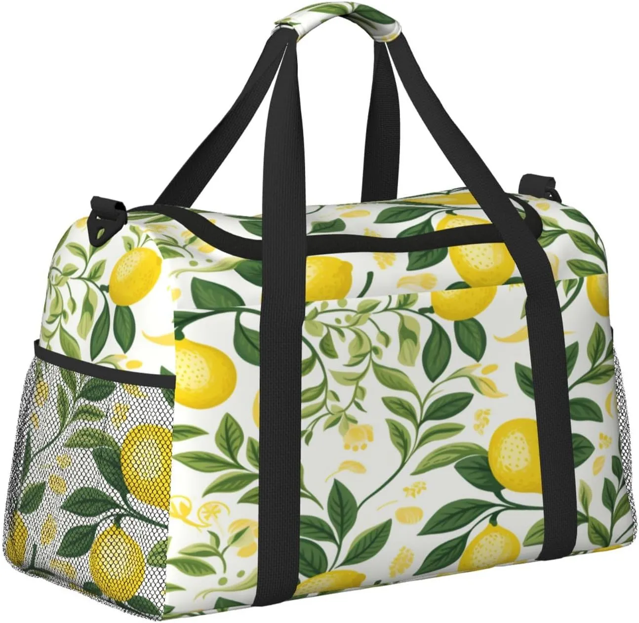 Fruits Lemon Leaves Travel Duffel Bag with Strap Multi Pockets Sports Bag Handbag Large Shoulder Bag for Gym Weekend Fitness Camping