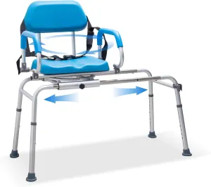 FSA/HSA Eligible Sliding Shower Chair with Swivel Seat, Rotating Tub Transfer Bench Shower Bench with Padded Seat and Backrest for Elderly and Disabled