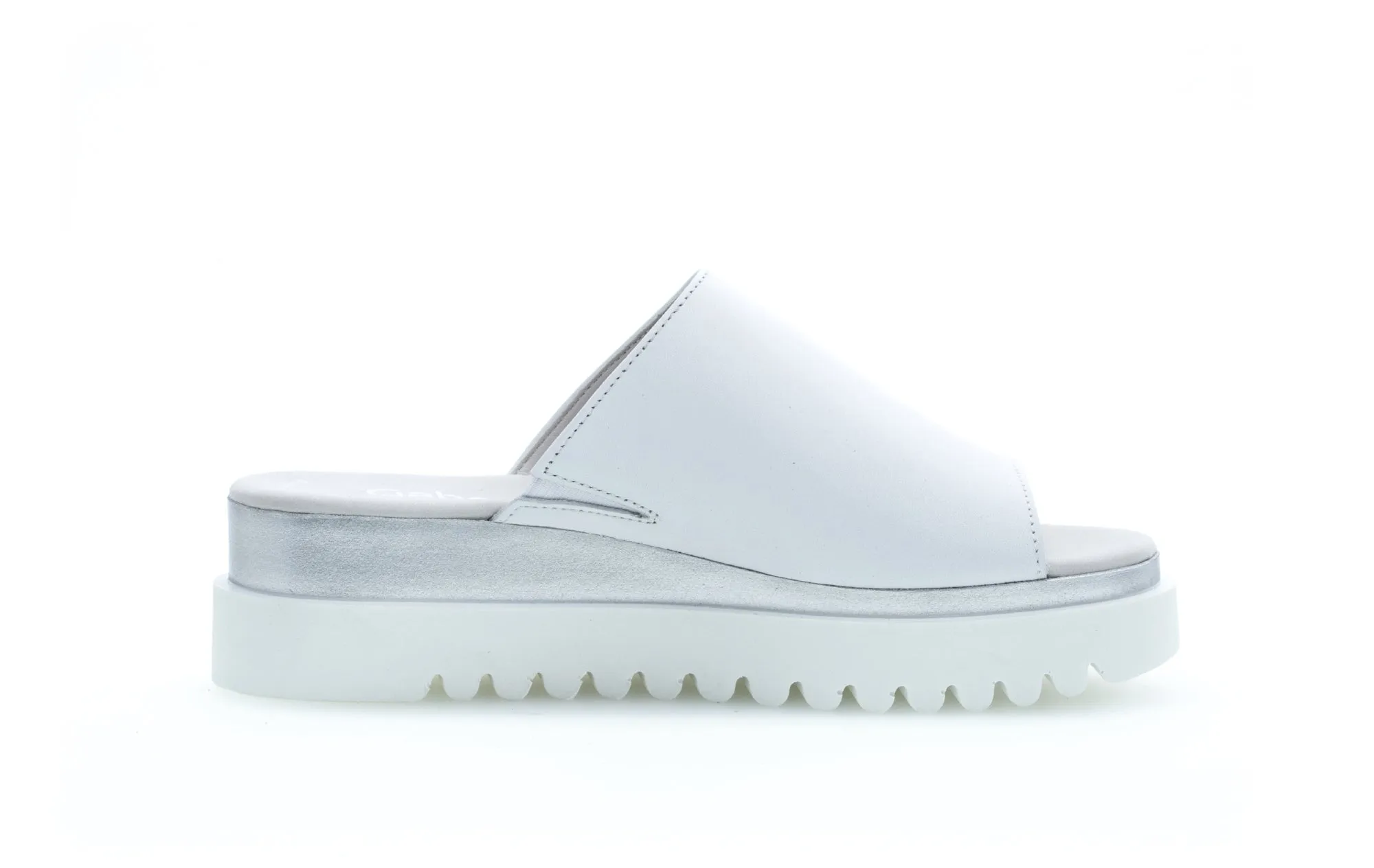 GABOR - 84.613.21 MEDIUM WEDGE MULE - WHITE LEATHER