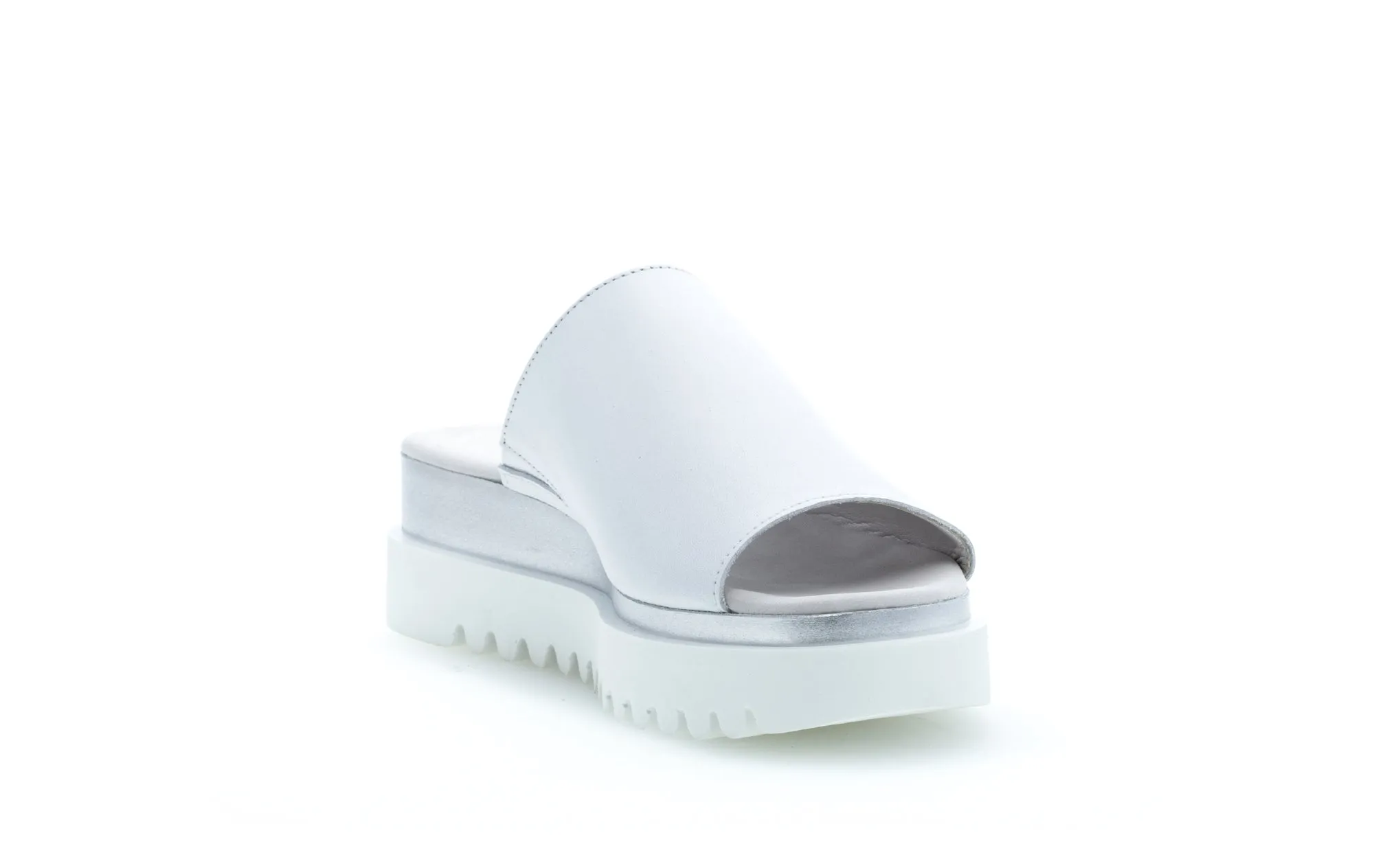 GABOR - 84.613.21 MEDIUM WEDGE MULE - WHITE LEATHER