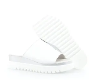 GABOR - 84.613.21 MEDIUM WEDGE MULE - WHITE LEATHER