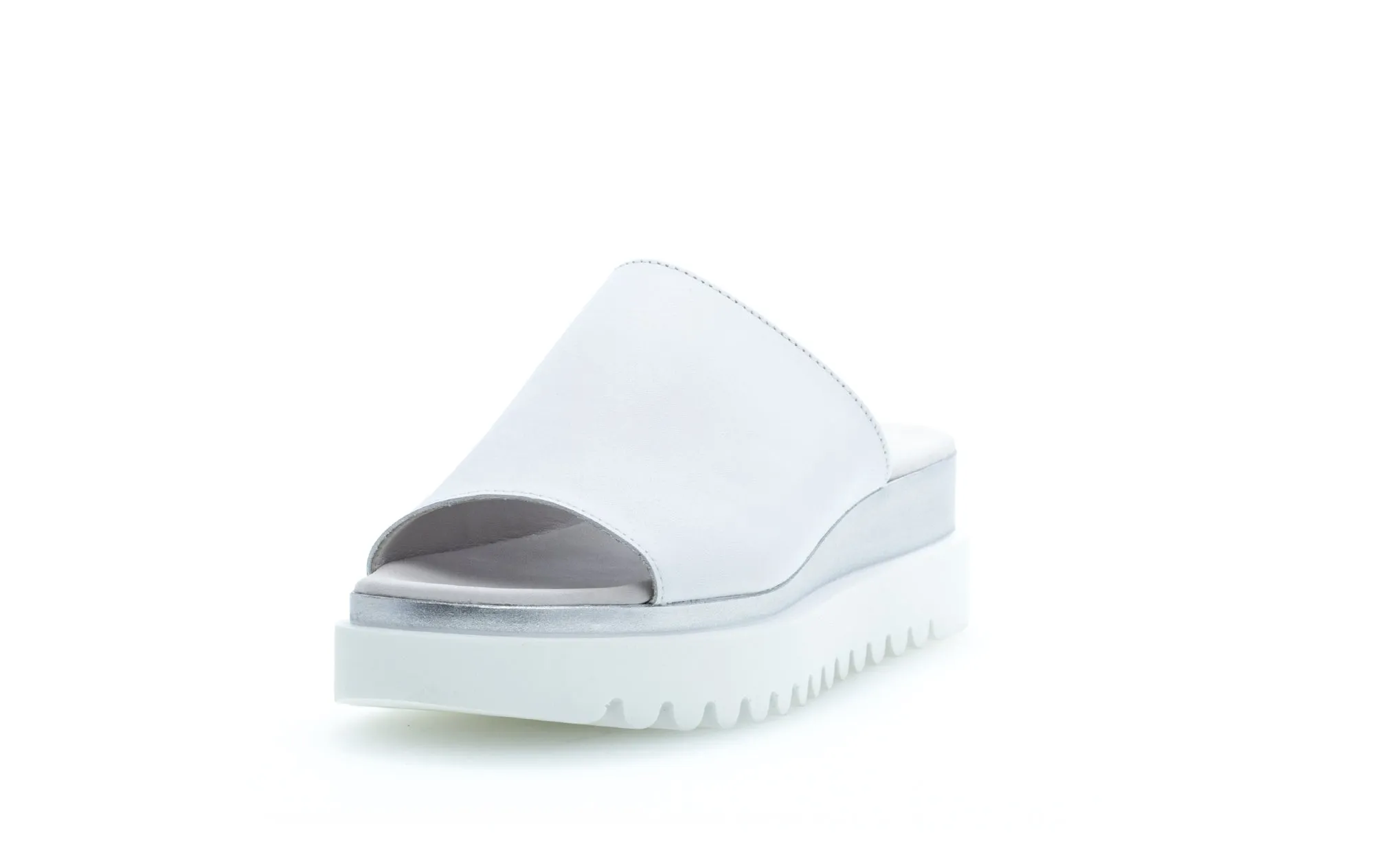 GABOR - 84.613.21 MEDIUM WEDGE MULE - WHITE LEATHER
