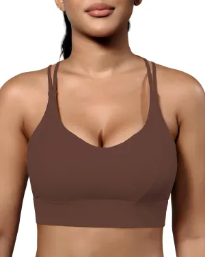 Grace Form Sports Bra for Women Strappy Medium Support Push Up Padded Sports Bra for Running Workout Bra Yoga Bra