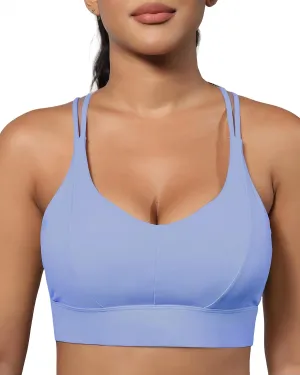 Grace Form Sports Bra for Women Strappy Medium Support Push Up Padded Sports Bra for Running Workout Bra Yoga Bra