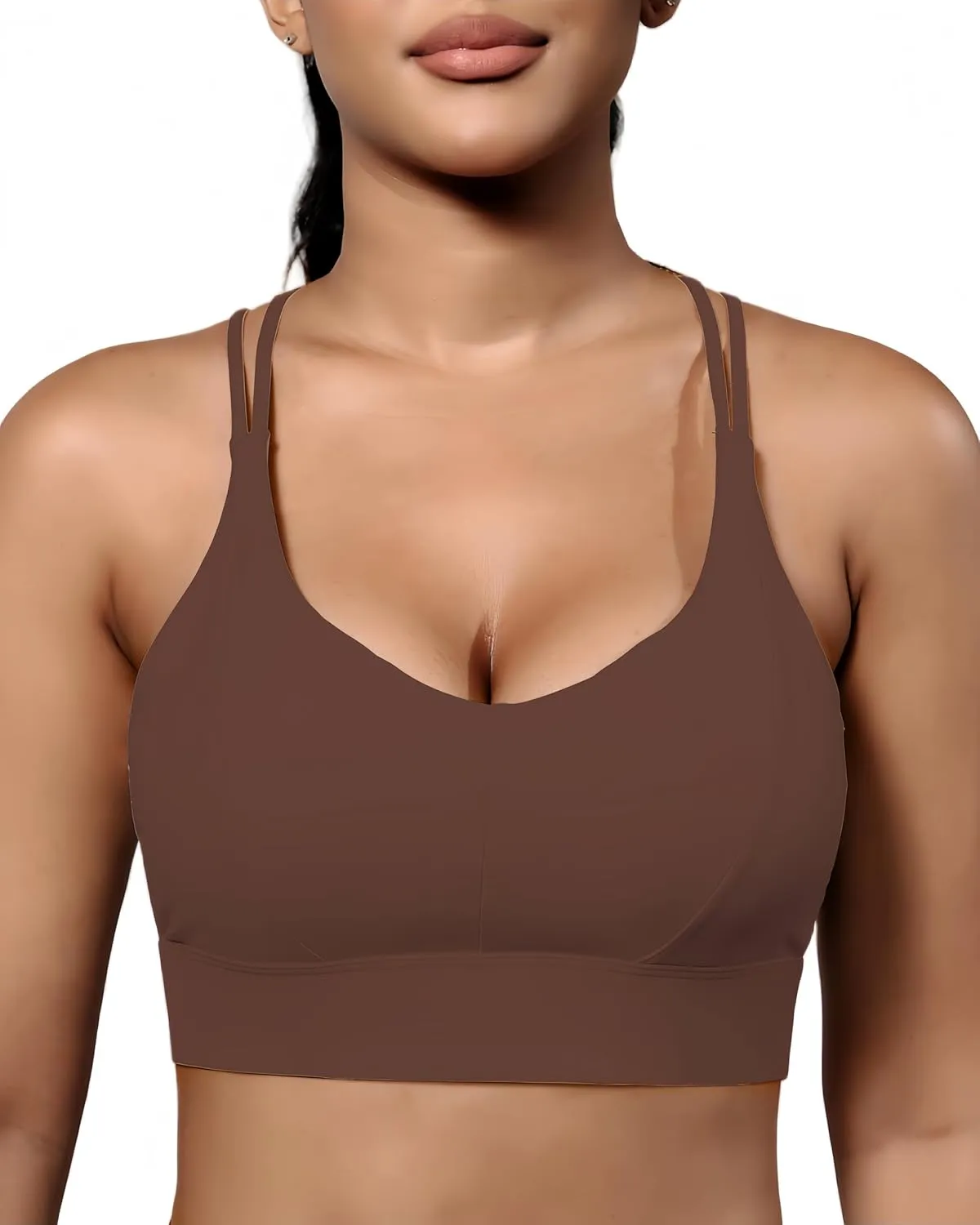 Grace Form Sports Bra for Women Strappy Medium Support Push Up Padded Sports Bra for Running Workout Bra Yoga Bra