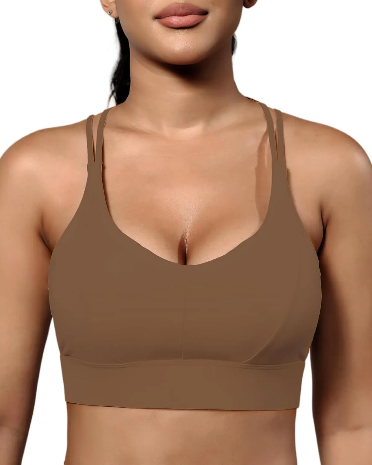 Grace Form Sports Bra for Women Strappy Medium Support Push Up Padded Sports Bra for Running Workout Bra Yoga Bra