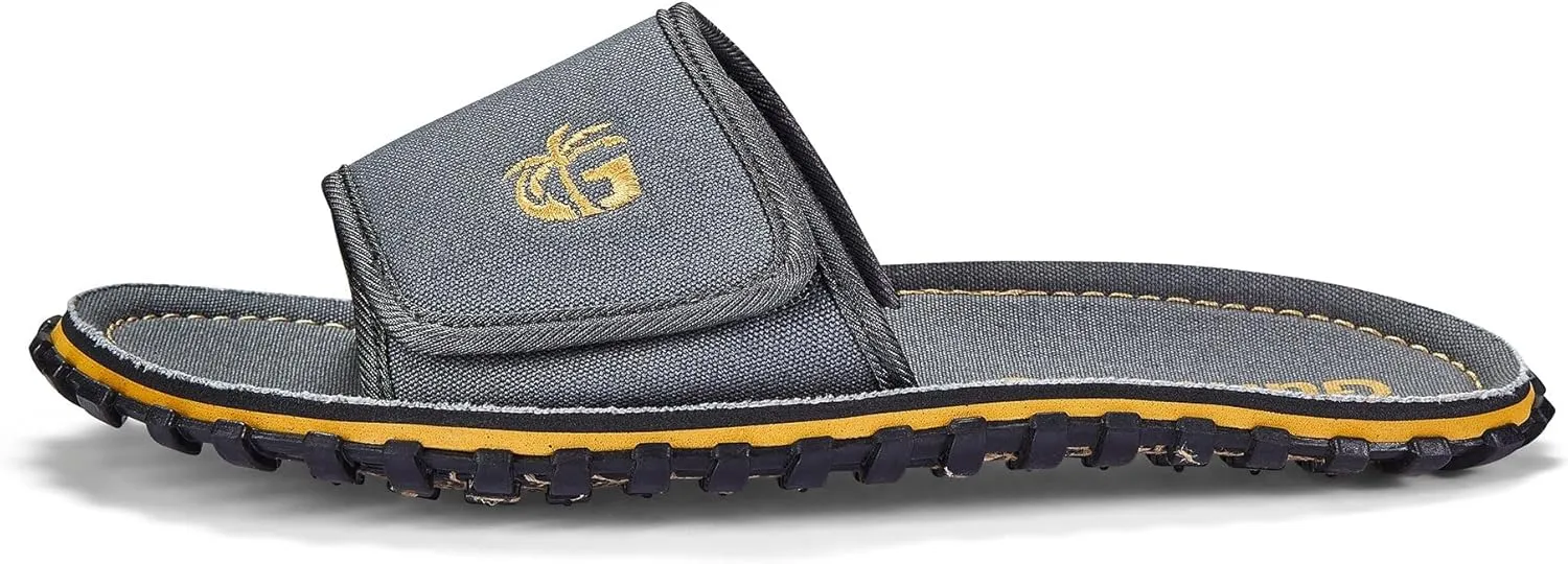 Gumbies Strider Unisex Slides, with Supersoft Cotton Adjustable Strap, Cotton Footbed & Recycled Rubber Sole - Comfort Guaranteed
