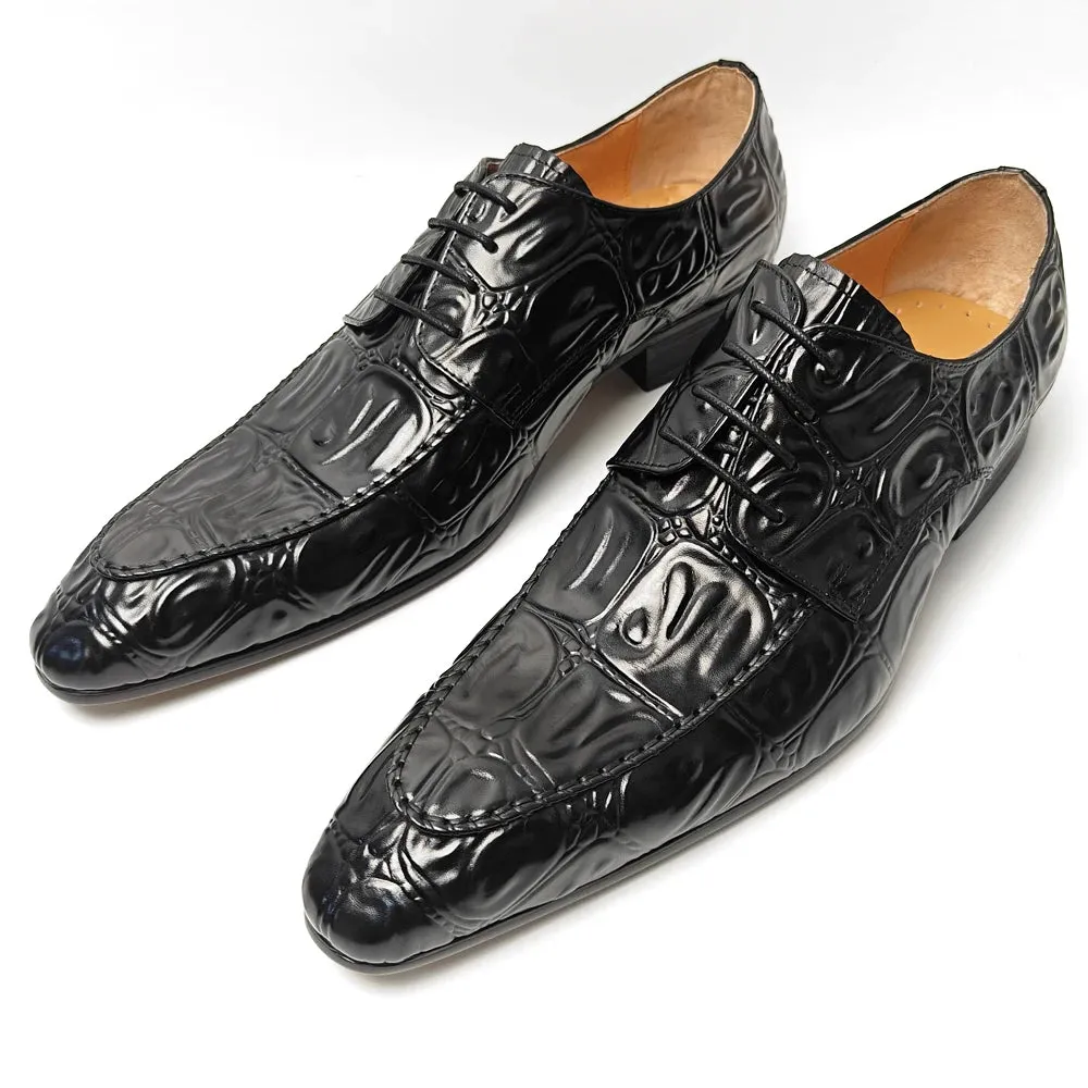 Hand Stitched Derby Crocodile Skin Men's Shoes