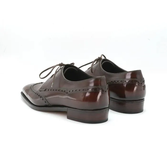 Handmade Dark Brown Wing Tip Dress Shoes, Brogue Leather Derby Shoe, Oxford Shoe