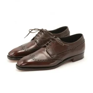 Handmade Dark Brown Wing Tip Dress Shoes, Brogue Leather Derby Shoe, Oxford Shoe