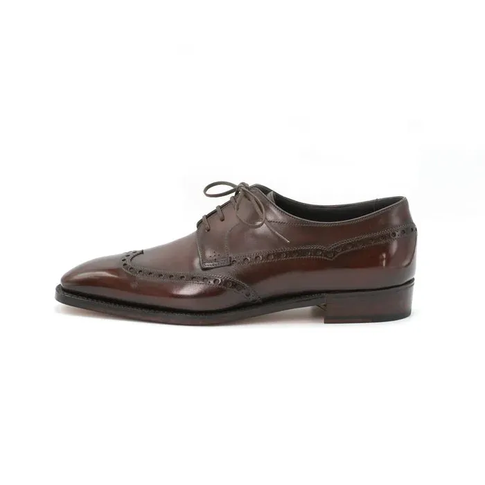 Handmade Dark Brown Wing Tip Dress Shoes, Brogue Leather Derby Shoe, Oxford Shoe