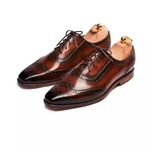 Handmade mens brown wingtip shoes, Men leather brogue shoes, Shoes for men