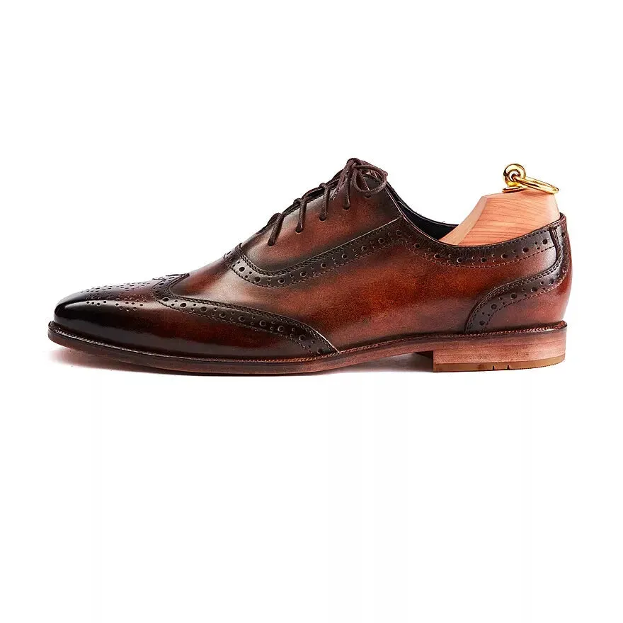 Handmade mens brown wingtip shoes, Men leather brogue shoes, Shoes for men