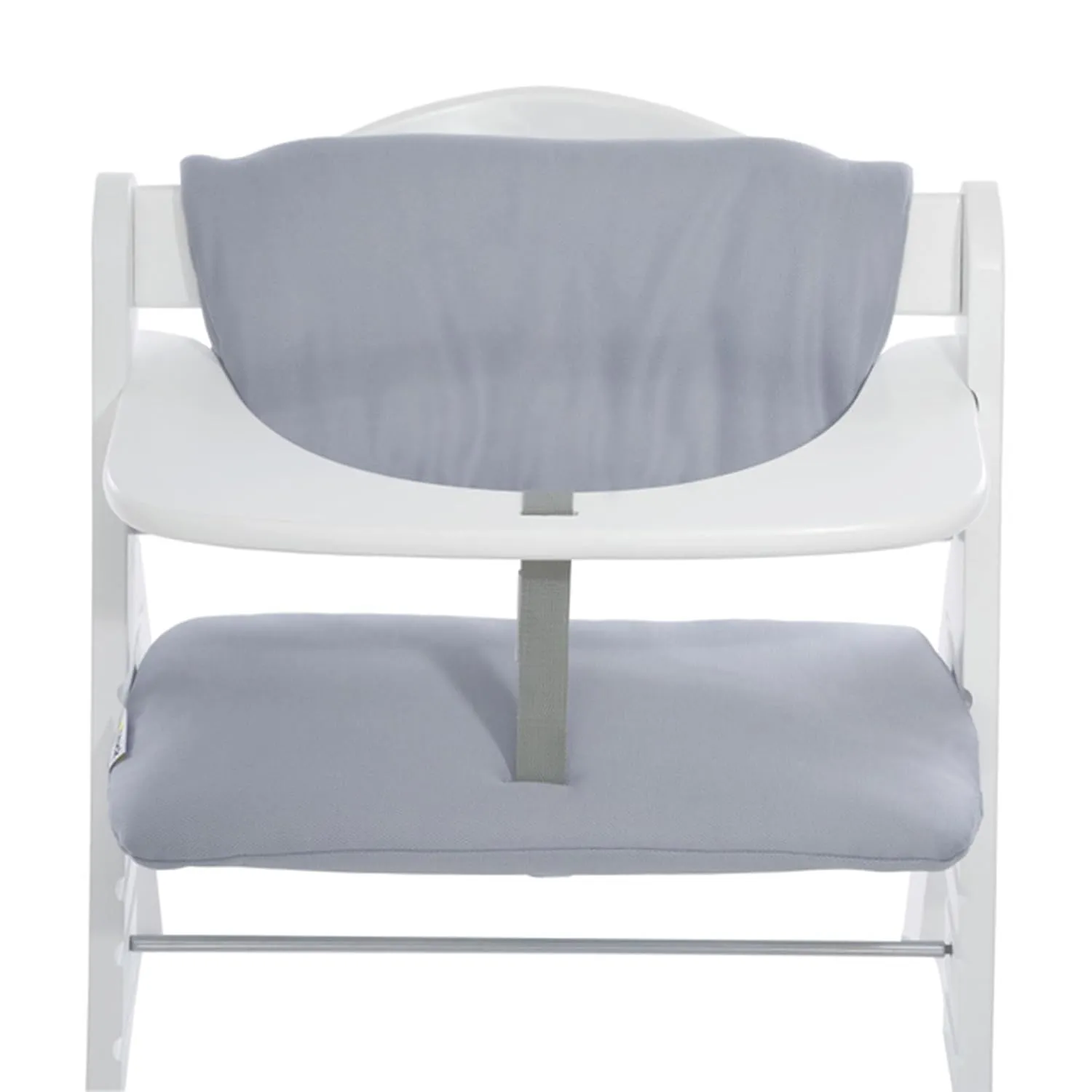 hauck Alpha  Grow Along White Wooden High Chair Seat with Grey Removable Tray Table and Pad Deluxe Seat Cushion for Babies 6 Months and Up