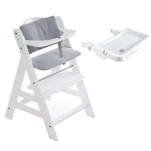 hauck Food Tray for Alpha & Beta Baby High Chair, w/Cushion Pad & Cup Holder, Anti-Slide Protection, Adjustable, White/Gray (High Chair Not Included)