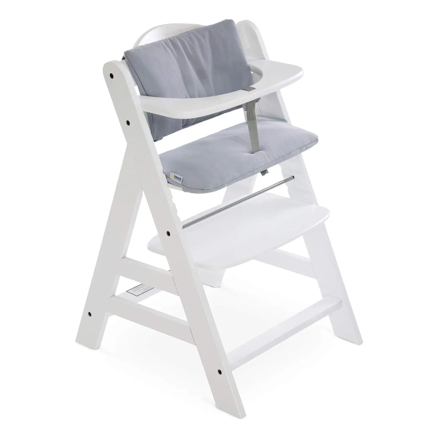 hauck Food Tray for Alpha & Beta Baby High Chair, w/Cushion Pad & Cup Holder, Anti-Slide Protection, Adjustable, White/Gray (High Chair Not Included)