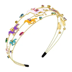 Headbands for Women,Kentucky Derby Headbands Colorful Horse Crystal Hairbands Holiday Party Hair Accessory Gifts (Colorful Horse)