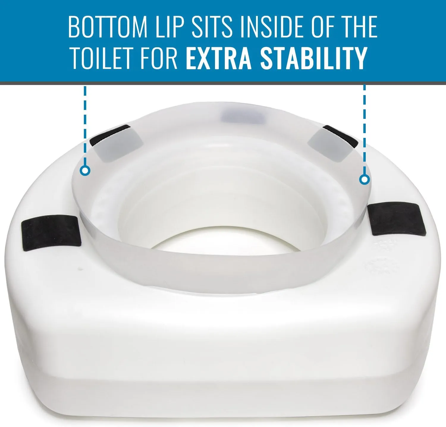 HealthSmart Enhanced Comfort 5" Raised (Round) Toilet Seat Risers for Seniors 5 Slip Resistant Pads FSA/HSA Eligible Padded Toilet Seat Elevation 15.7 x 15.2 x 6.1