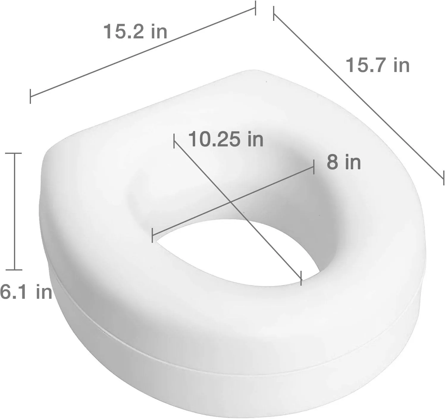 HealthSmart Enhanced Comfort 5" Raised (Round) Toilet Seat Risers for Seniors 5 Slip Resistant Pads FSA/HSA Eligible Padded Toilet Seat Elevation 15.7 x 15.2 x 6.1