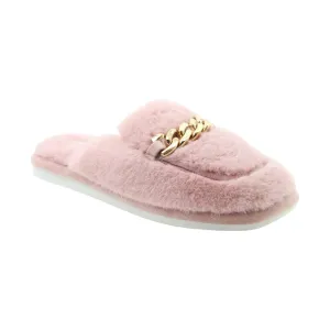 Heavenly Feet Ladies Swan Pink Slip On Chain Mule Slippers