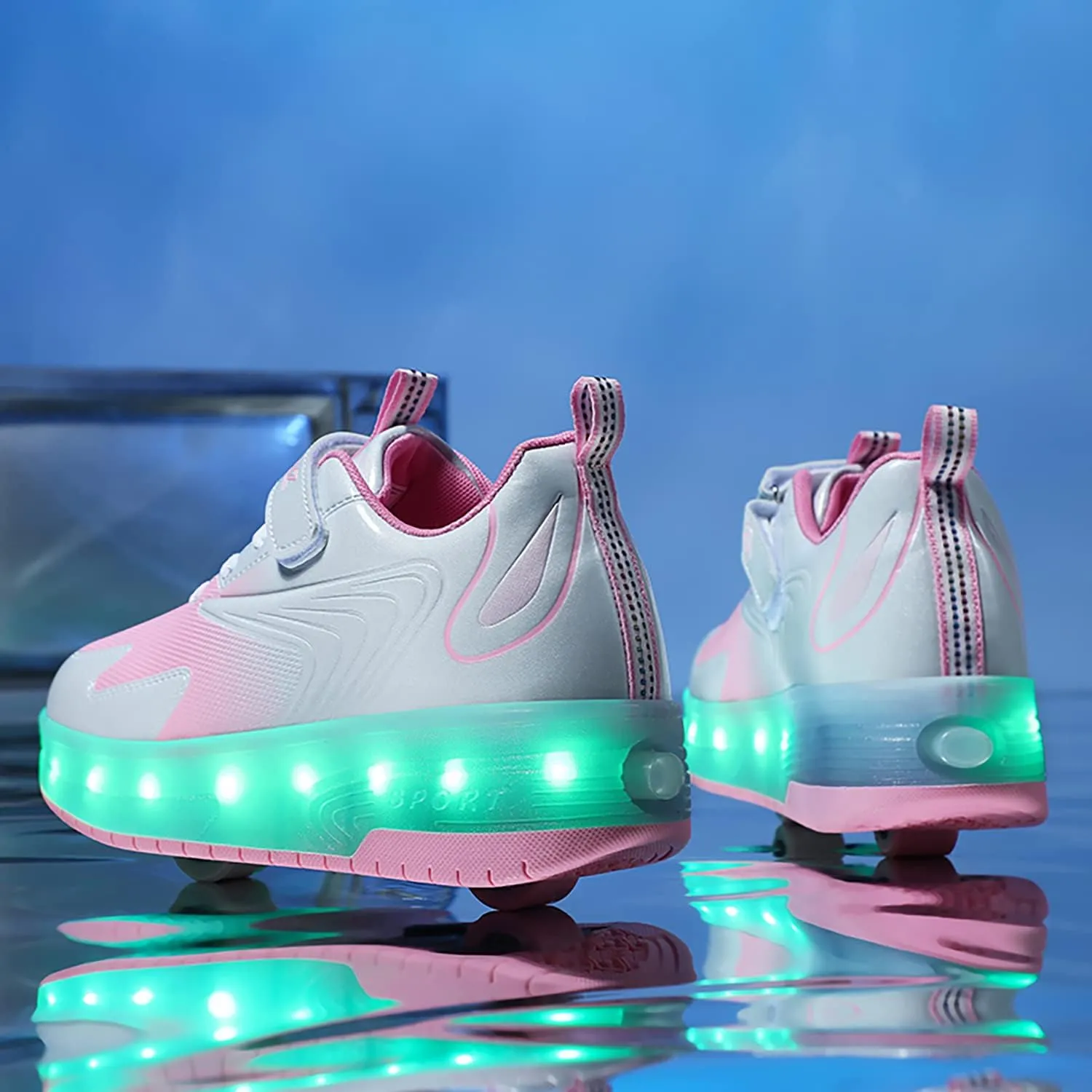 HHSTS Kids Shoes - New Upgraded with Wheels LED Light Color Shoes Shiny Roller Skates Skate Shoes Simple Kids Gifts Boys Girls The Best Gift for Party Birthday Christmas Day