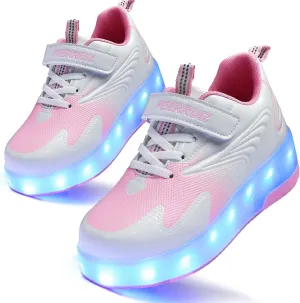 HHSTS Kids Shoes - New Upgraded with Wheels LED Light Color Shoes Shiny Roller Skates Skate Shoes Simple Kids Gifts Boys Girls The Best Gift for Party Birthday Christmas Day