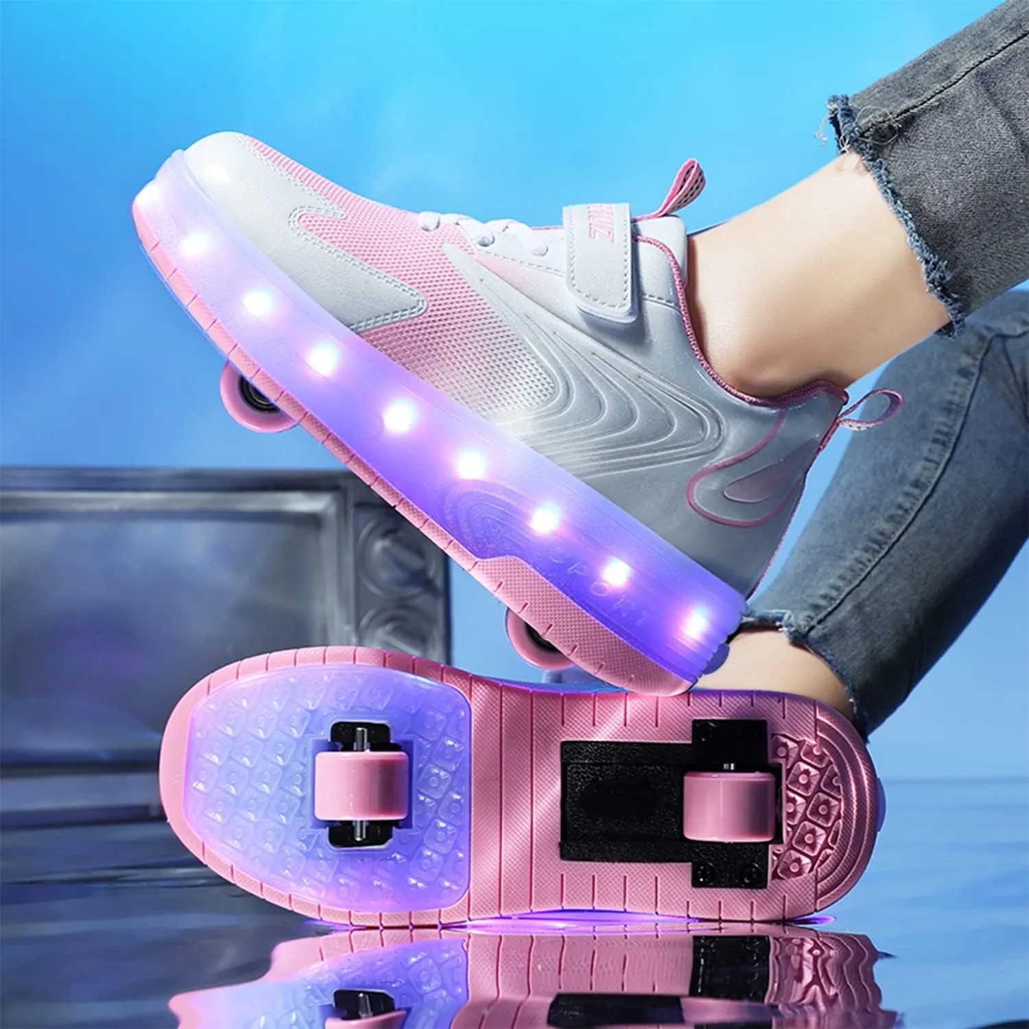 HHSTS Kids Shoes - New Upgraded with Wheels LED Light Color Shoes Shiny Roller Skates Skate Shoes Simple Kids Gifts Boys Girls The Best Gift for Party Birthday Christmas Day