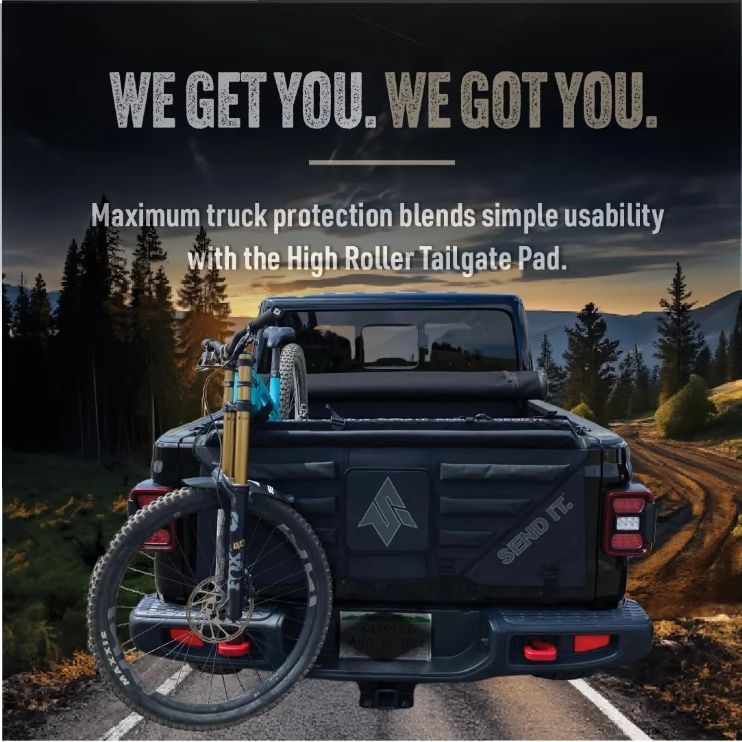 High Roller Tailgate Bike Pad V2 – Tailgate Pads for Trucks – Truck Bike Pad – Accessories for Mountain Bikers, BMX Bikes, Ebikes & More (Compact)
