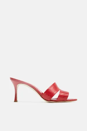 Iacopo Heeled Mule - Snake Rosso Red