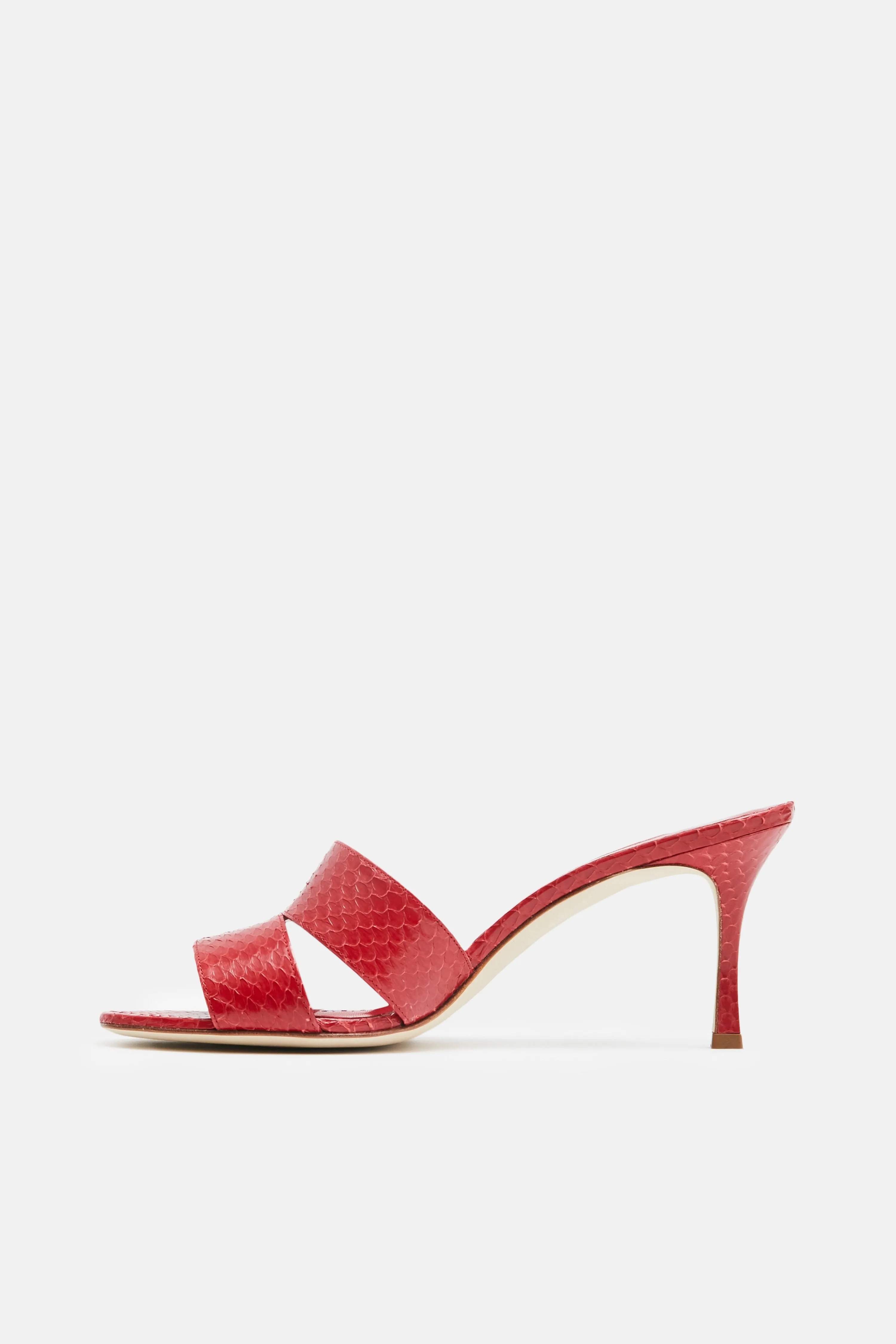 Iacopo Heeled Mule - Snake Rosso Red