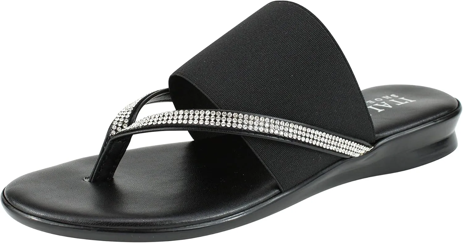 ITALIAN Shoemakers Sorbi Womens Flip Flop Slide Sandals - Dressy Shoe for Women Low Wedge Comfort Heel