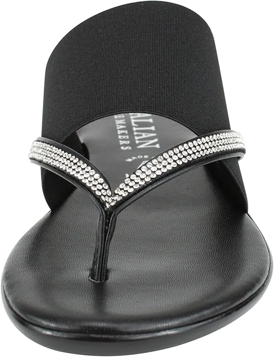ITALIAN Shoemakers Sorbi Womens Flip Flop Slide Sandals - Dressy Shoe for Women Low Wedge Comfort Heel