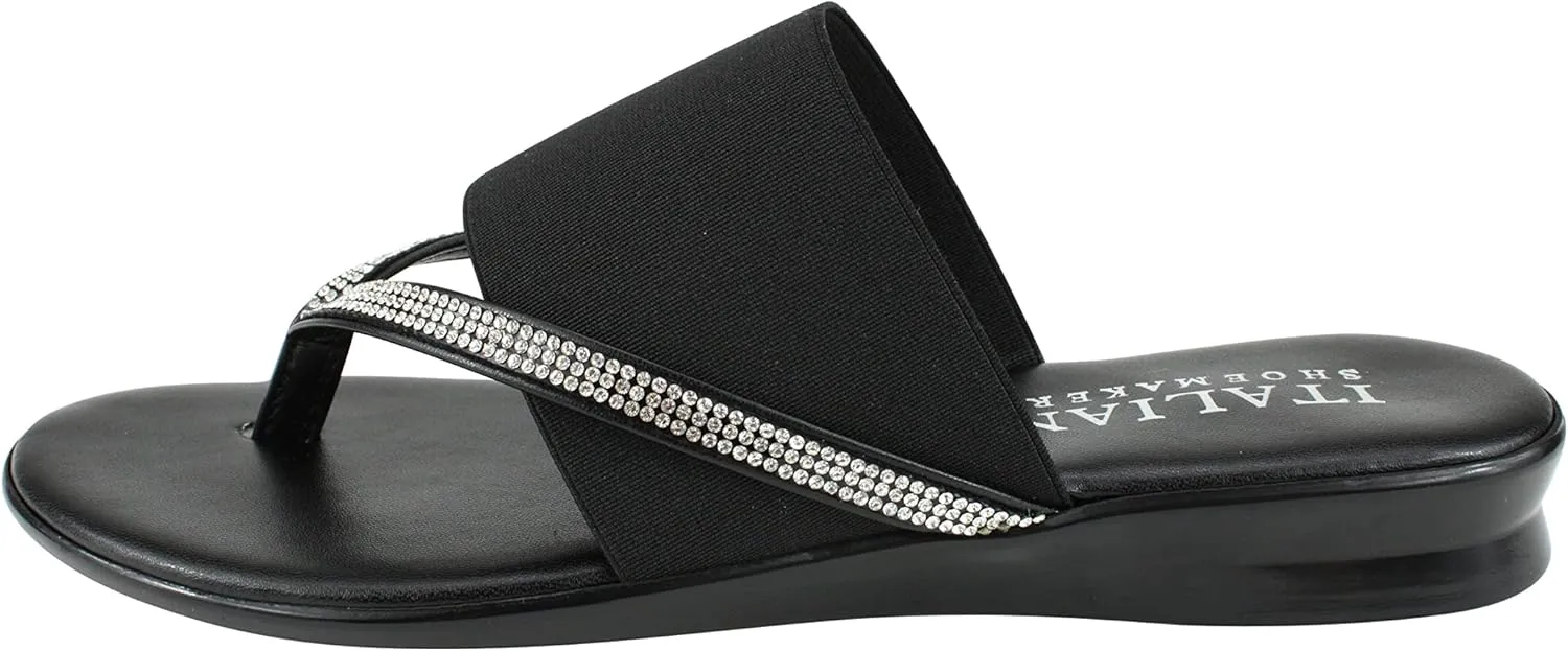 ITALIAN Shoemakers Sorbi Womens Flip Flop Slide Sandals - Dressy Shoe for Women Low Wedge Comfort Heel