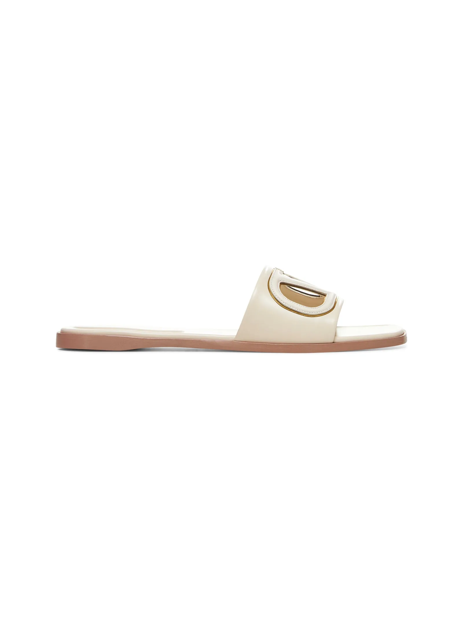 Ivory calf leather VLogo cut-out Slide sandals