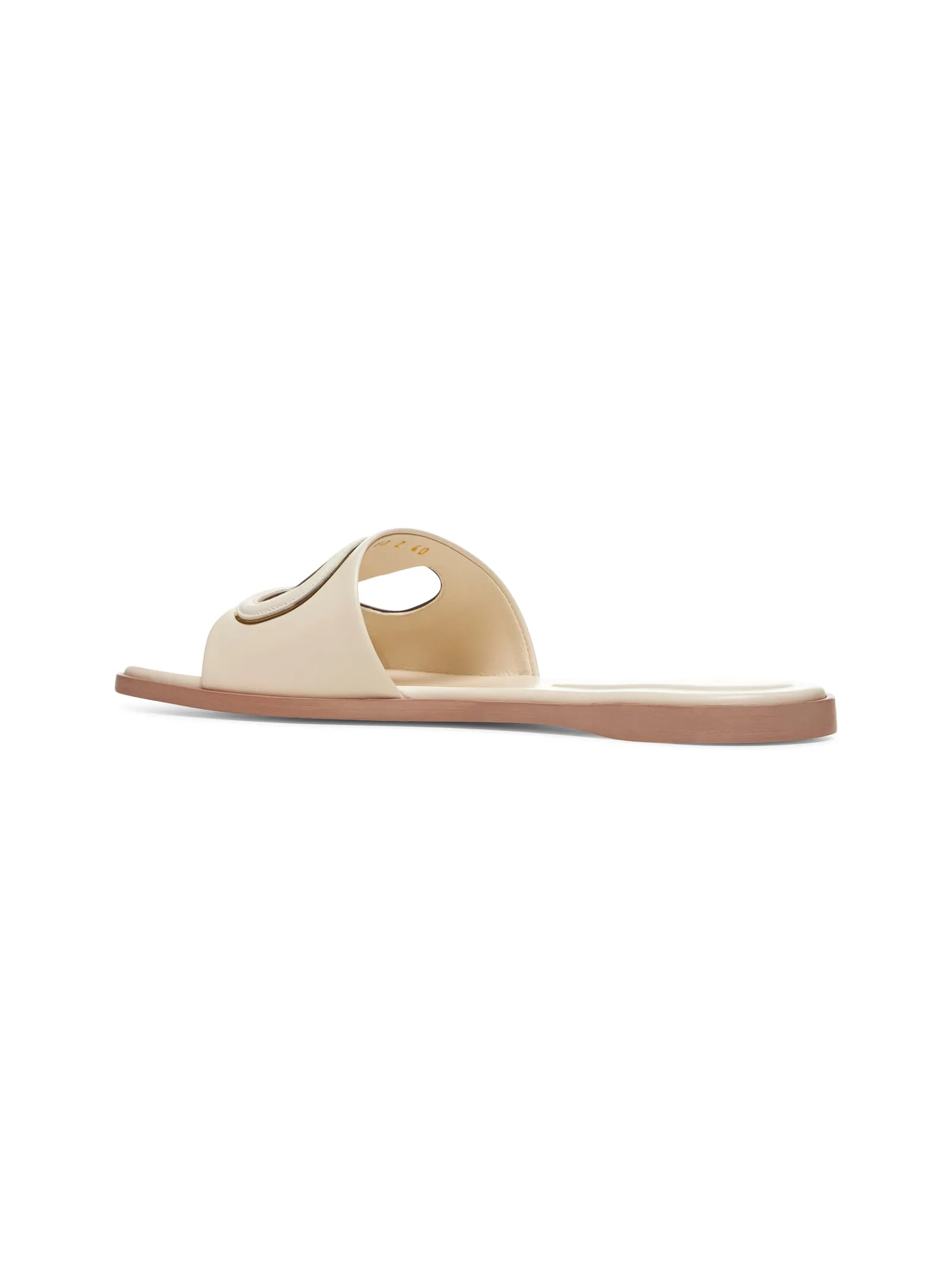 Ivory calf leather VLogo cut-out Slide sandals